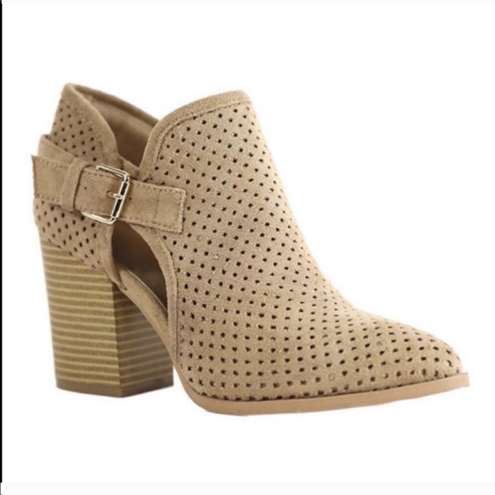 Taupe Side Buckle Ankle Boots - Picture 2 of 2